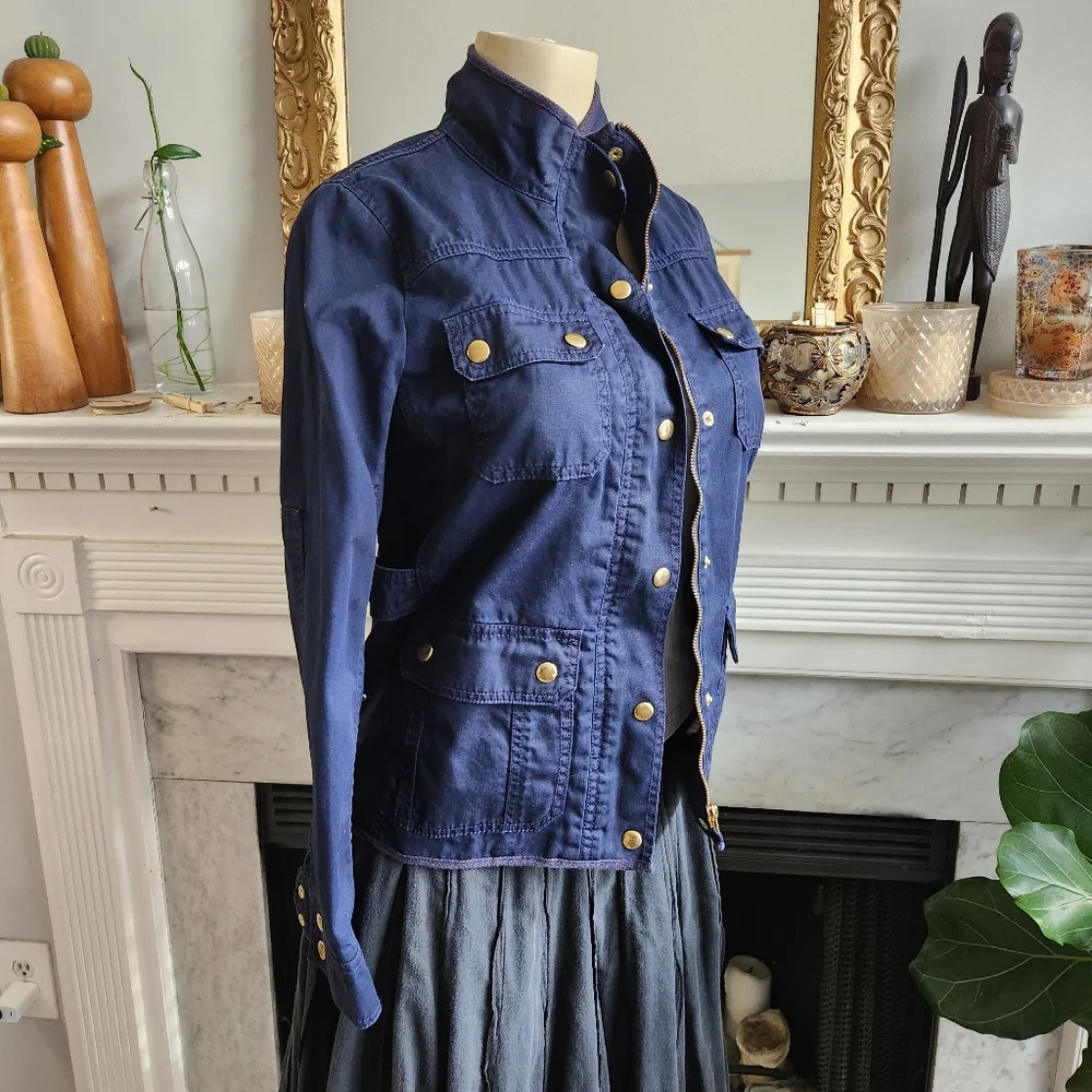 J. Crew Blue Relaxed Fit Boyfriend Field Jacket Size XS Preppy Heritage Military